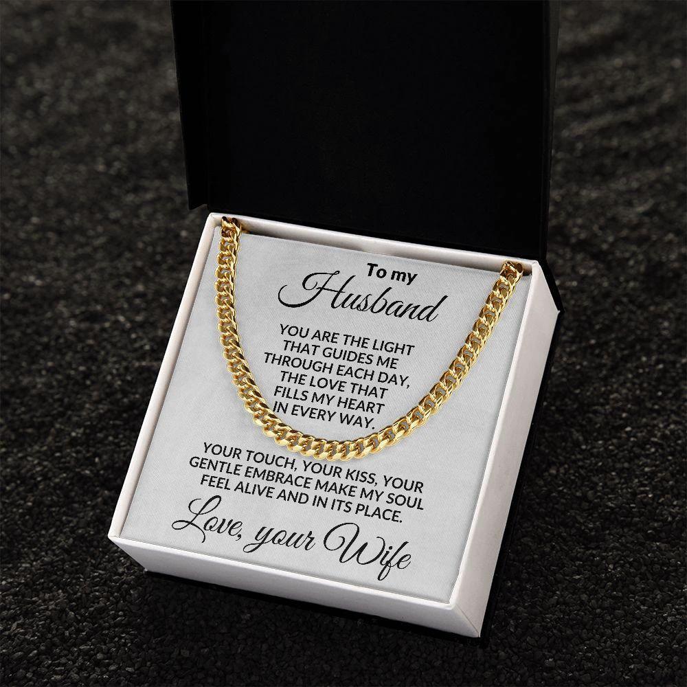 To My Husband - You are the Light - Cuban Chain Necklace with Message Card and Gift Box