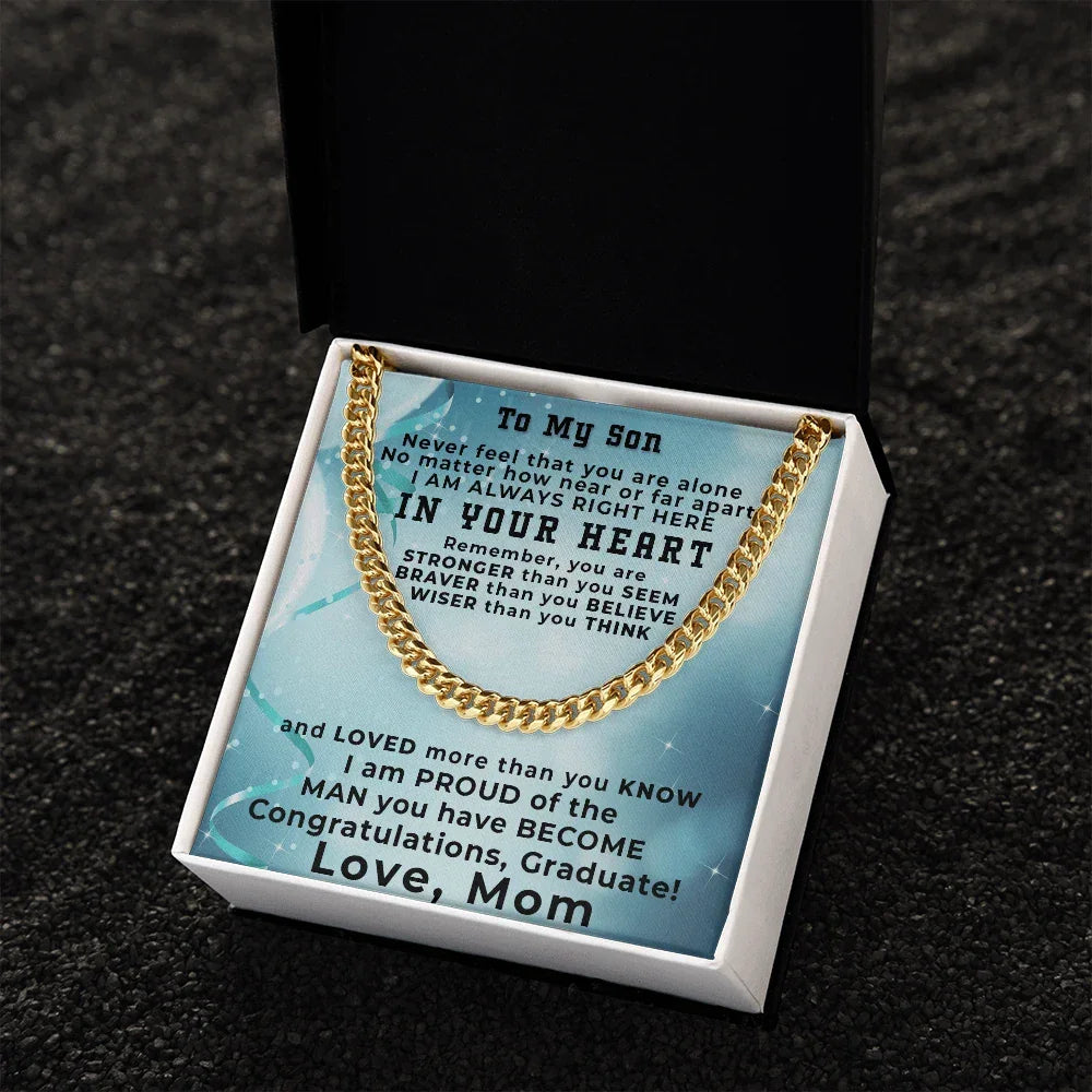 Son Graduation Gift from Proud Mom Cuban Link Chain Necklace