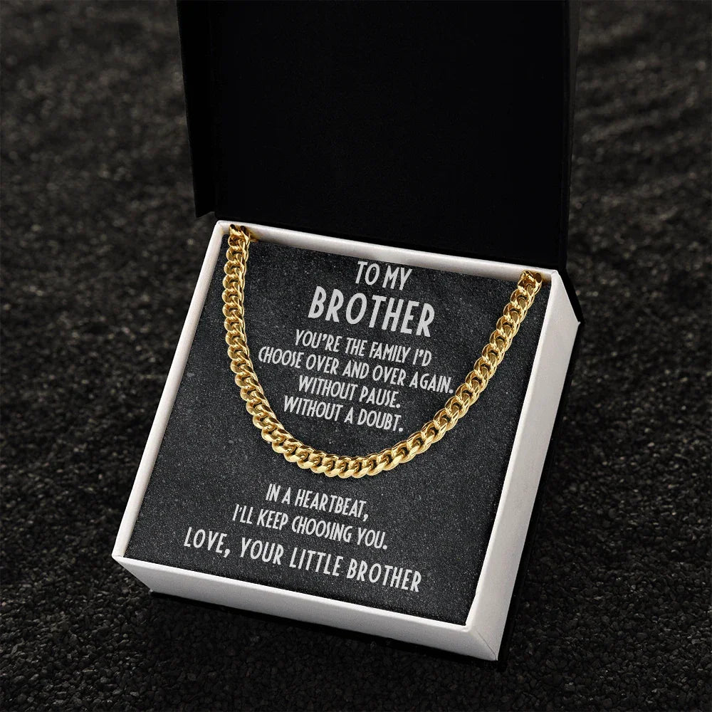 Gift for Brother from Little Brother Adjustable Cuban Link Chain Necklace