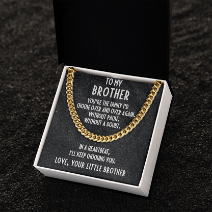 Gift for Brother from Little Brother Adjustable Cuban Link Chain Necklace - Mallard Moon Gift Shop
