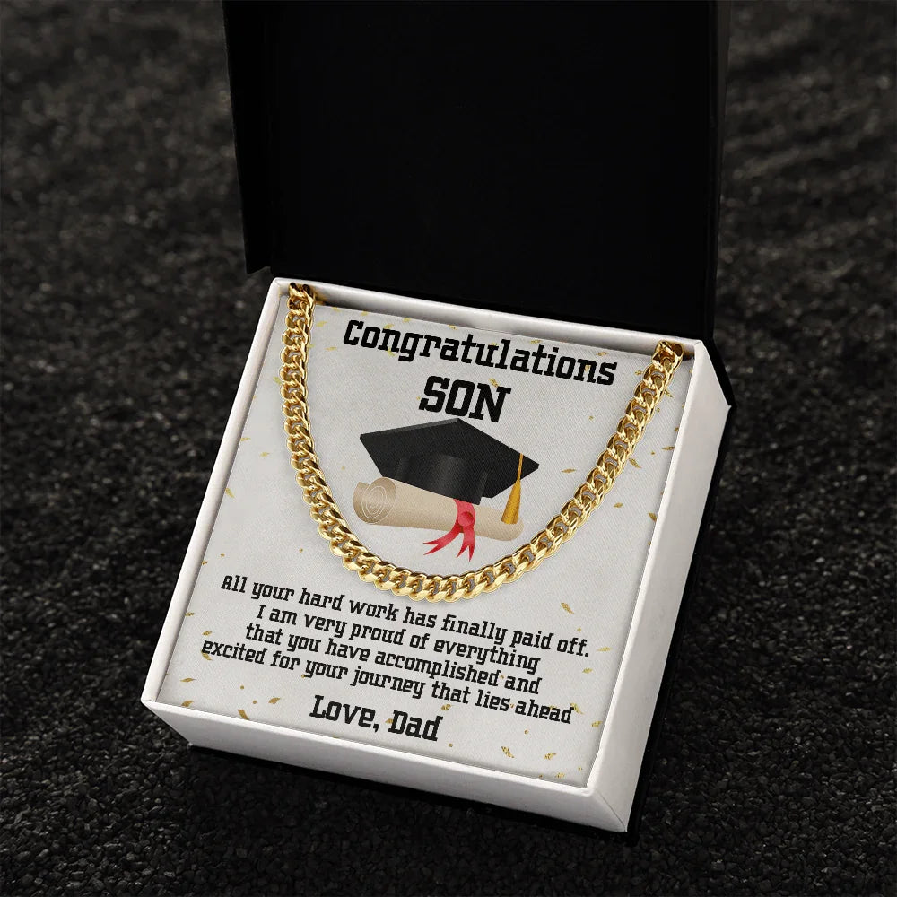 Son Graduation 2024 Love Dad Cuban Link Chain Necklace