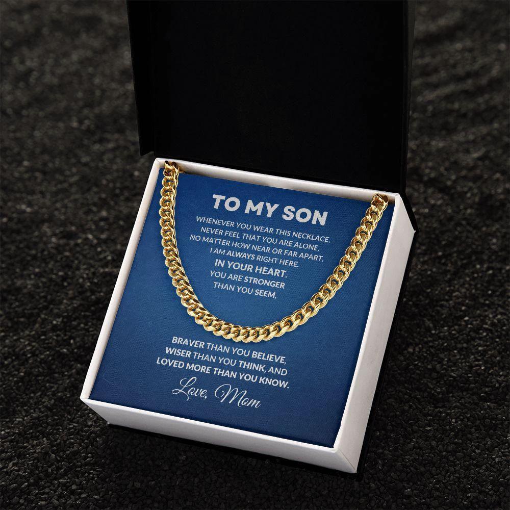 To My Son Love Mom Cuban Chain Link Necklace