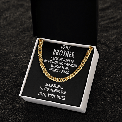 Brother Gift from Sister Adjustable Cuban Link Chain Necklace - Mallard Moon Gift Shop