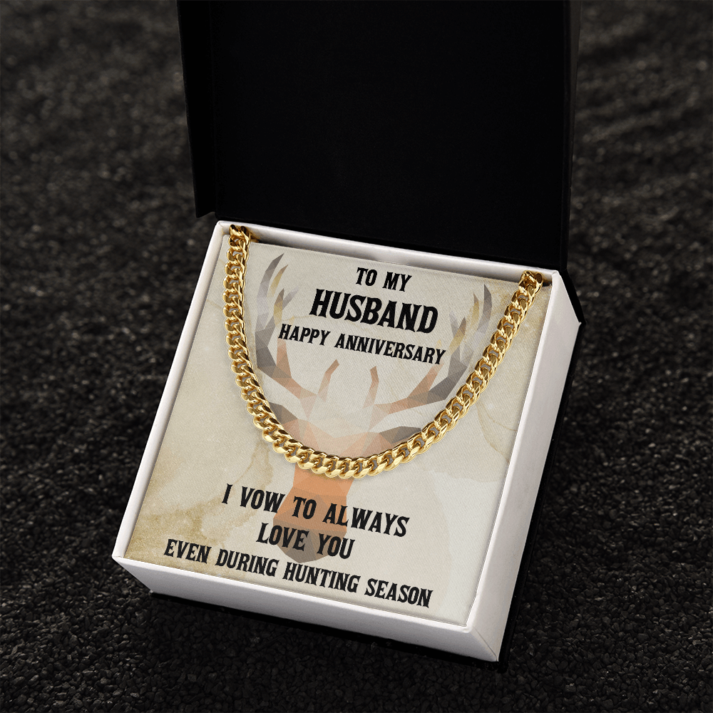 Hunter Husband Anniversary Cuban Chain Link Necklace - Mallard Moon Gift Shop