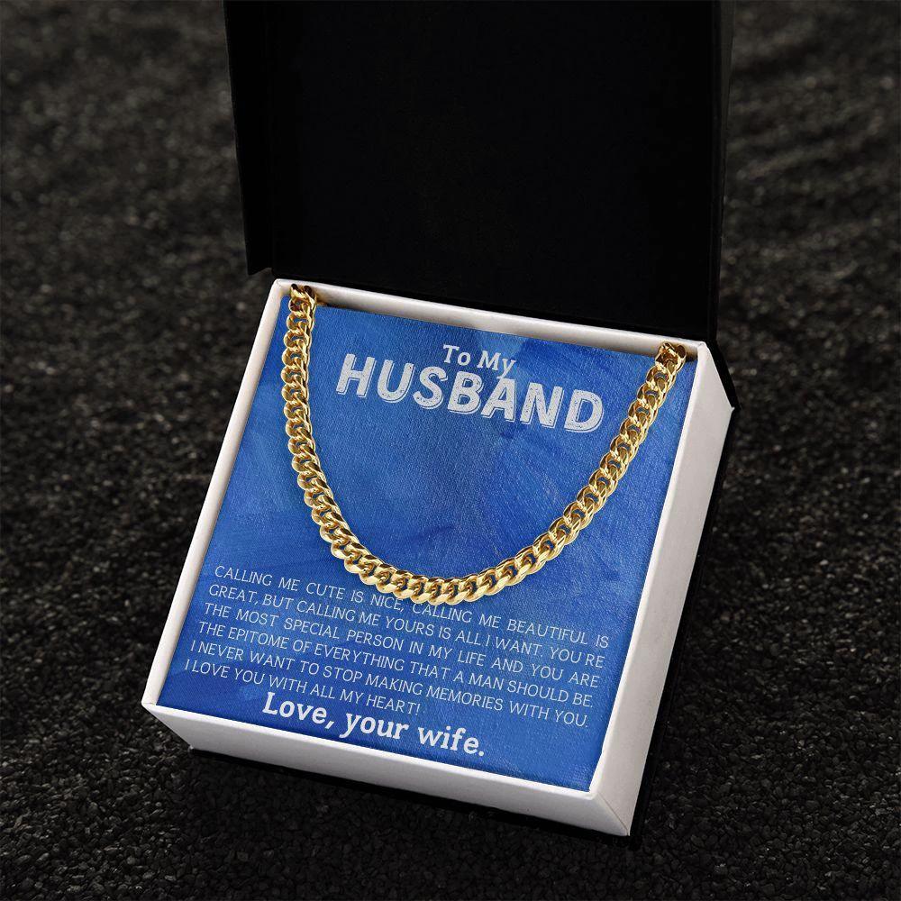 To My Husband - Making Memories - Cuban Link Chain Necklace
