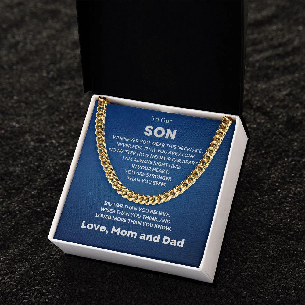Gift for Son From Mom and Dad Cuban Chain Link Necklace