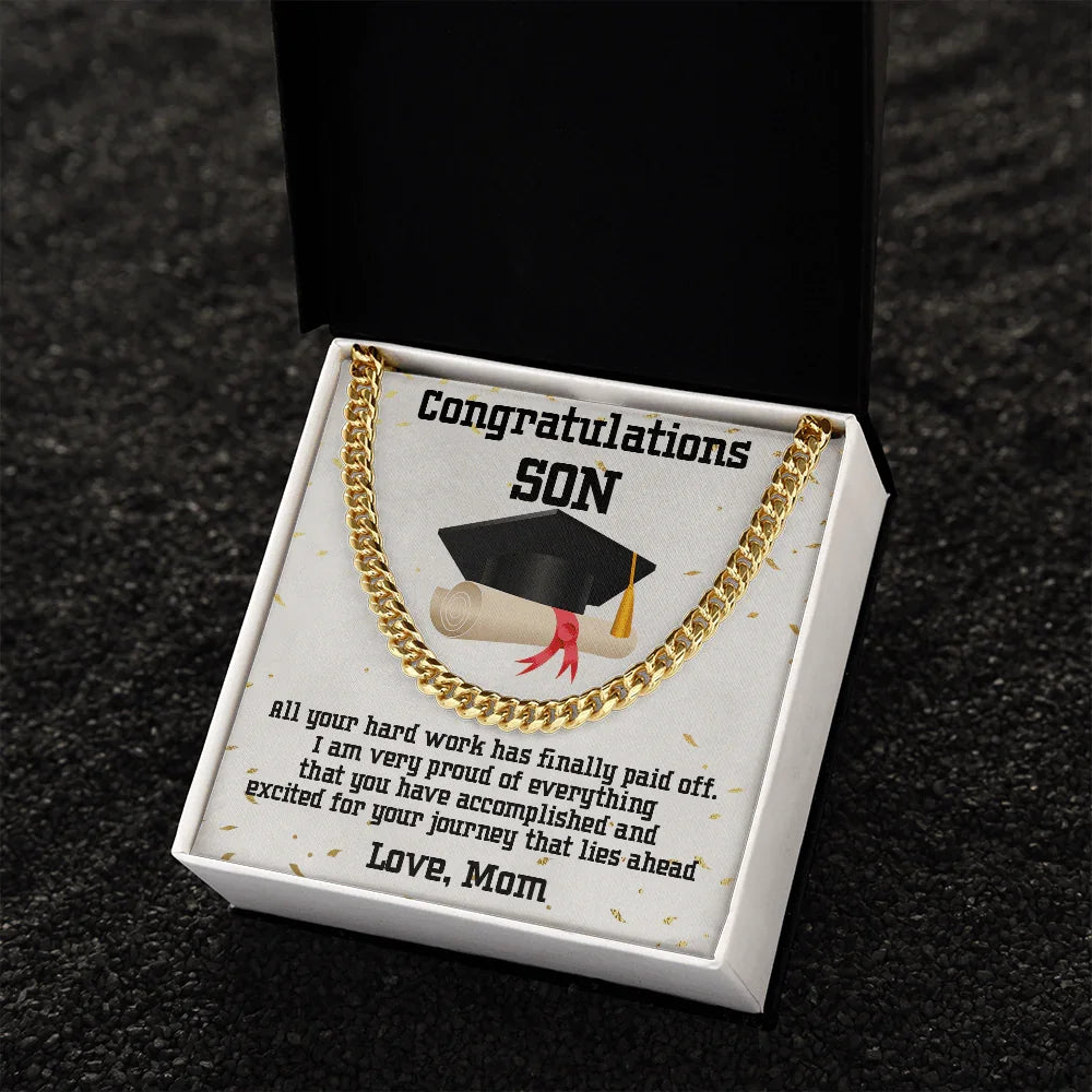 Son Graduation 2024 Congratulations Mom Cuban Link Chain Necklace