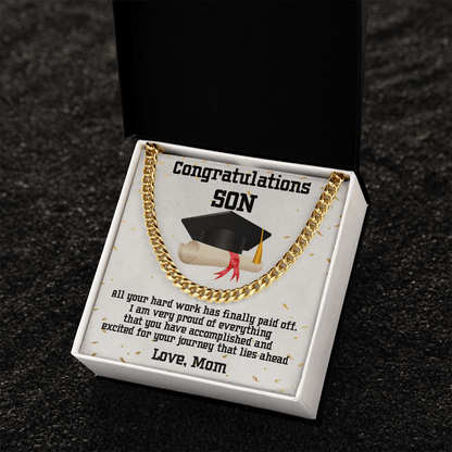 Son Graduation 2022 Congratulations Mom Cuban Link Chain Necklace - Mallard Moon Gift Shop