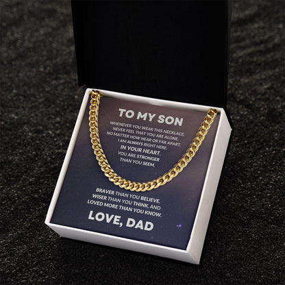 To My Son From Dad Cuban Chain Link Necklace - Mallard Moon Gift Shop