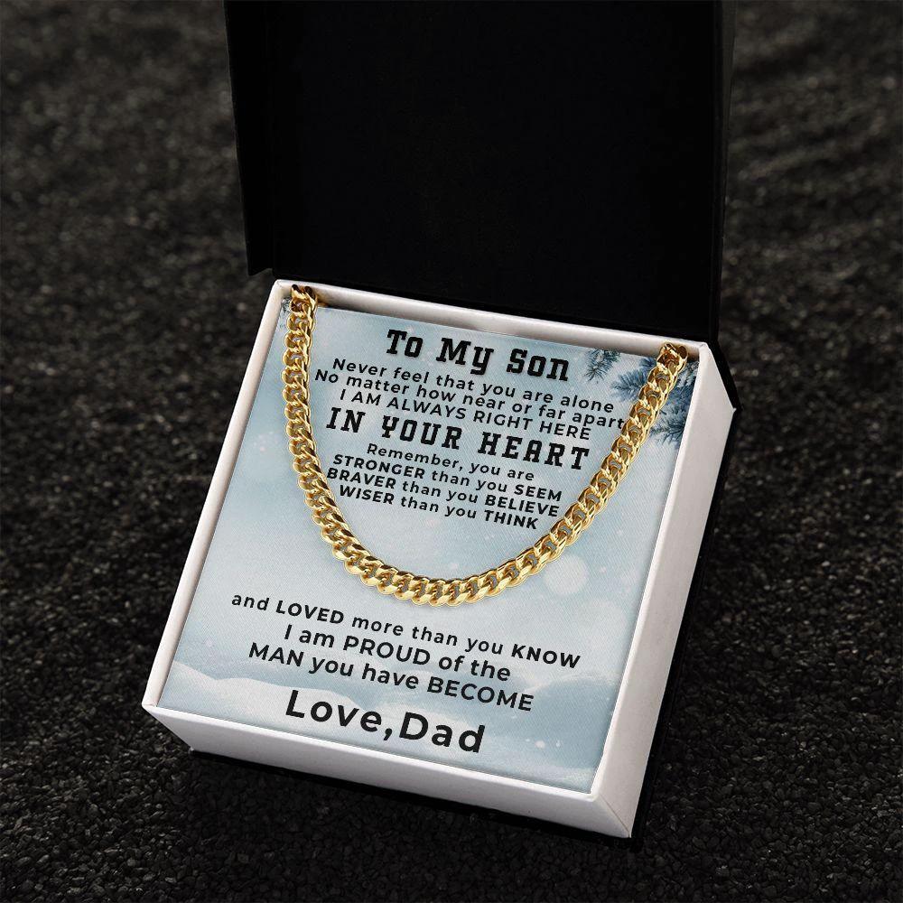 Gift for Adult Son from Dad Thick Chain Link Necklace Custom Message Card Gift Box