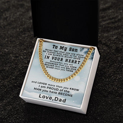 Gift for Adult Son from Dad Thick Chain Link Necklace Custom Message Card Gift Box - Mallard Moon Gift Shop