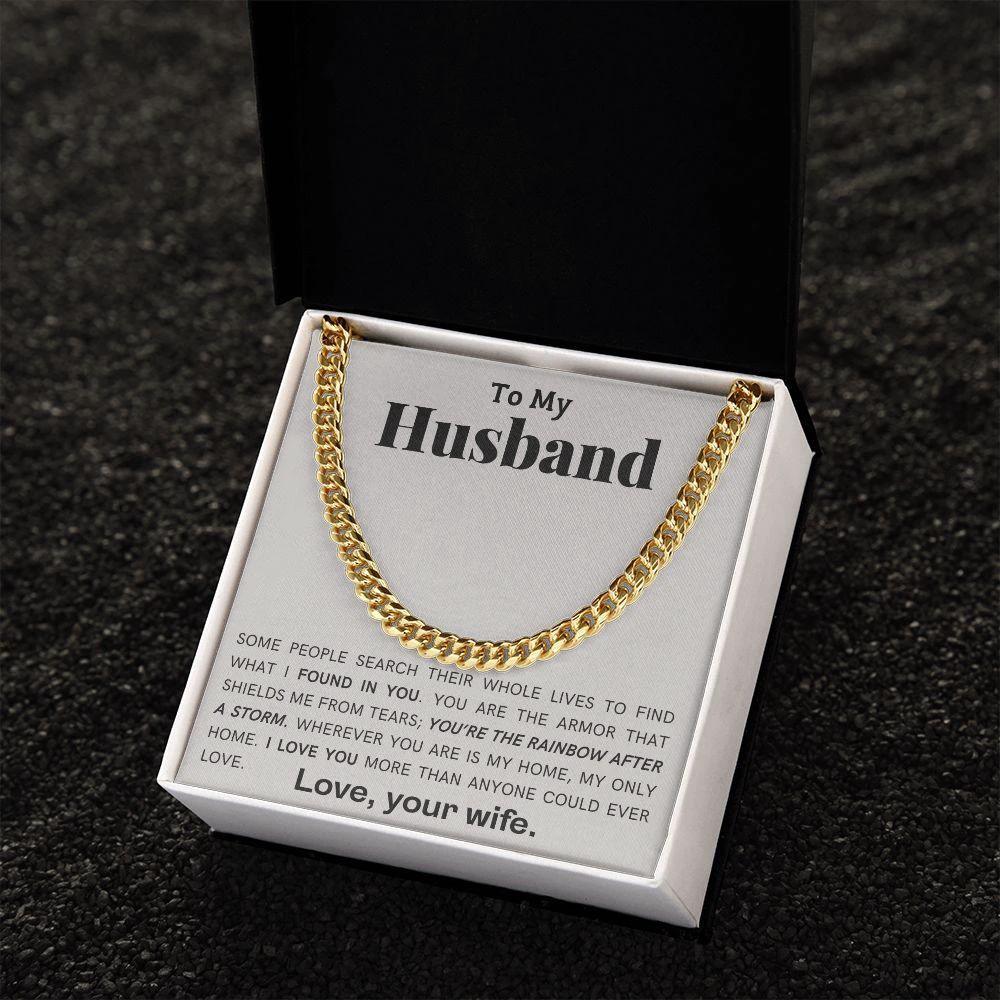 To My Husband - My Armor - Cuban Link Chain Necklace
