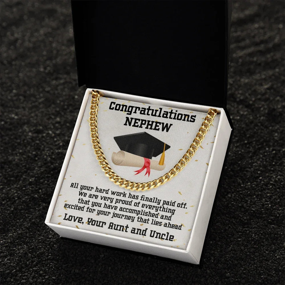 Nephew Graduation Congratulations Love Aunt and Uncle Cuban Chain Link Necklace