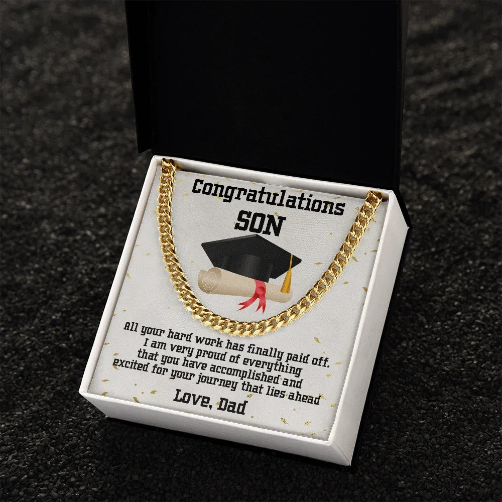 Son Graduation Gift from Dad Cuban Link Chain Necklace