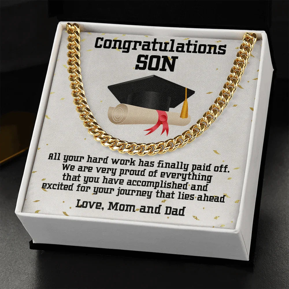 Son Graduation Congratulations from Mom and Dad Chain Link Necklace