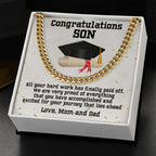 Son Graduation Congratulations from Mom and Dad Chain Link Necklace