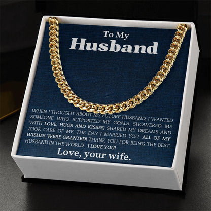 To The Best Husband In The World Cuban Link Chain Necklace - Mallard Moon Gift Shop