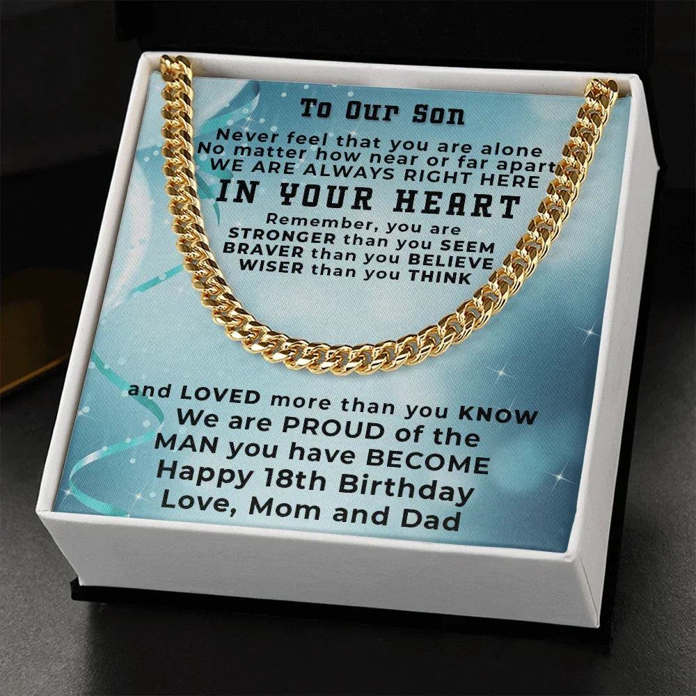 Son 18th Birthday Gift from Mom and Dad Cuban Link Chain Necklace