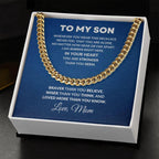 To My Son Love Mom Cuban Chain Link Necklace
