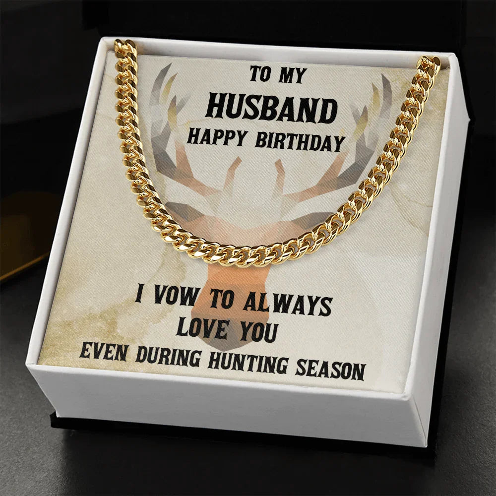 Hunter's Love Token: Funny & Personalized Cuban Necklace Birthday Gift from Wife