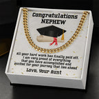 Nephew Graduation 2024 Congratulations Love Aunt Cuban Chain Link Necklace