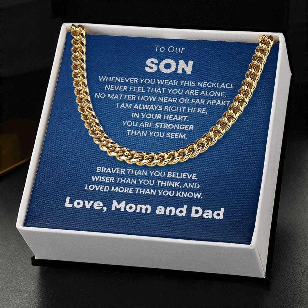 Gift for Son From Mom and Dad Cuban Chain Link Necklace