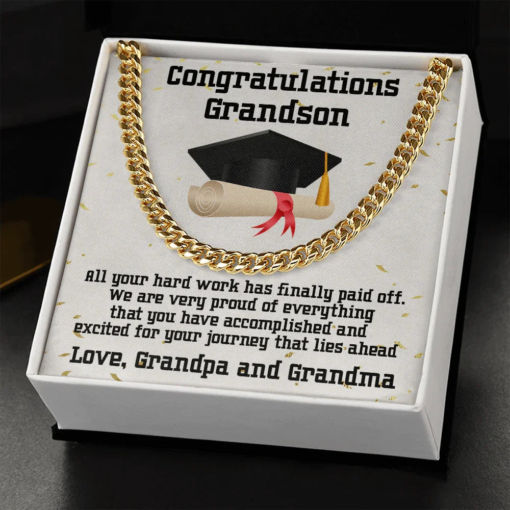 Grandson Graduation 2024 Congratulations Cuban Chain Link Necklace