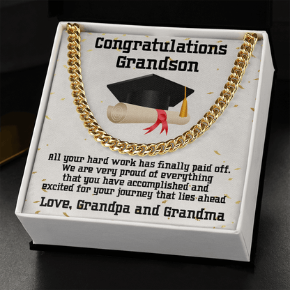 Grandson Graduation 2022 Congratulations Cuban Chain Link Necklace - Mallard Moon Gift Shop