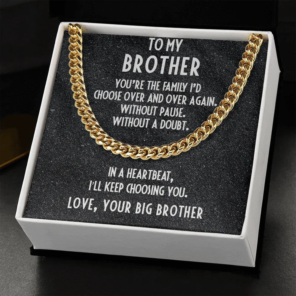 Gift for Brother Love Big Brother Cuban Link Chain Necklace