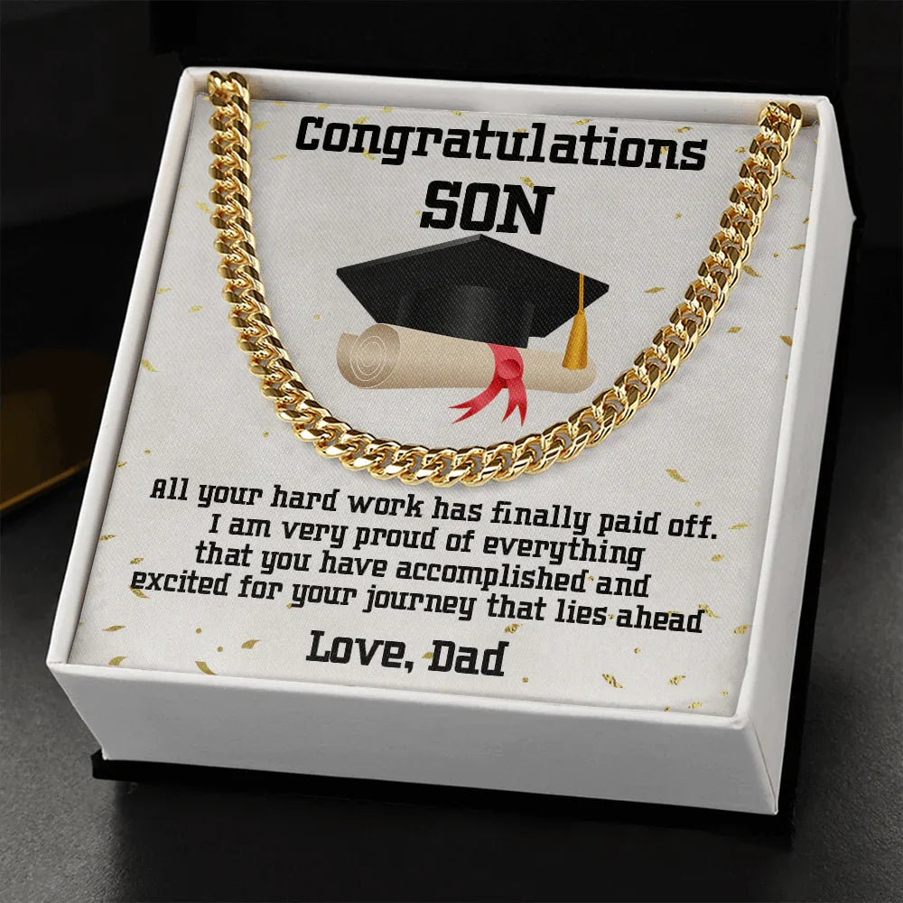 Son Graduation 2024 Love Dad Cuban Link Chain Necklace