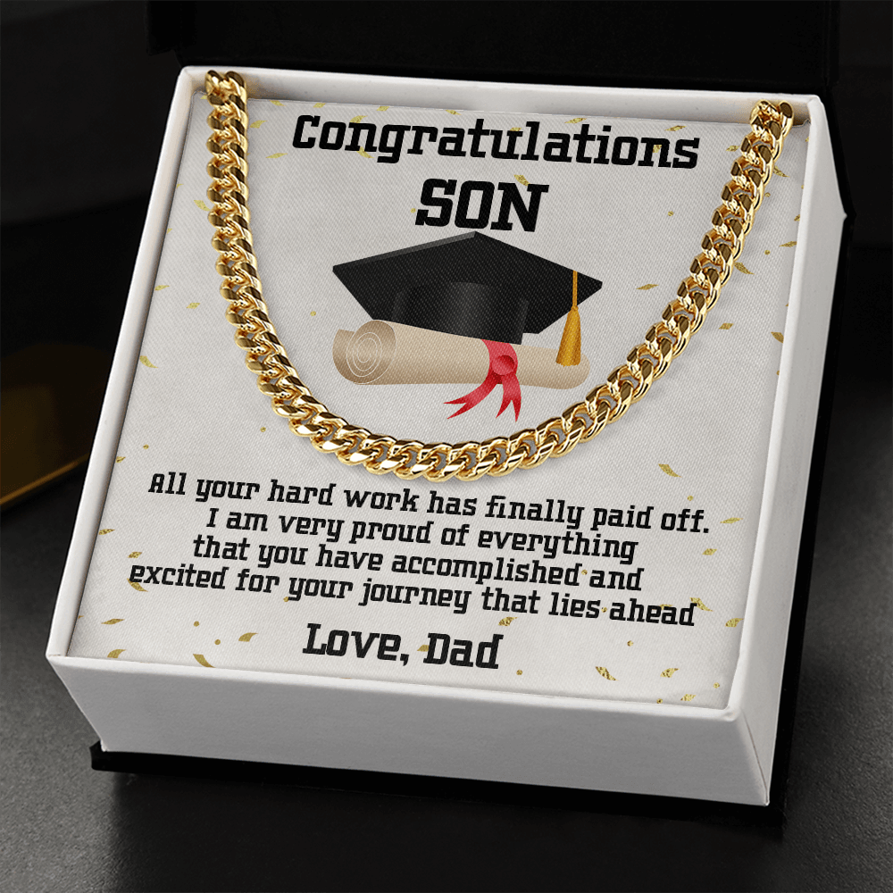 Son Graduation 2022 Love Dad Cuban Link Chain Necklace - Mallard Moon Gift Shop