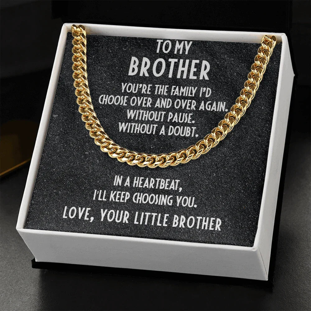 Gift for Brother from Little Brother Adjustable Cuban Link Chain Necklace