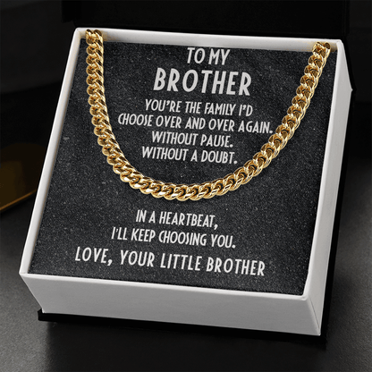 Gift for Brother from Little Brother Adjustable Cuban Link Chain Necklace - Mallard Moon Gift Shop