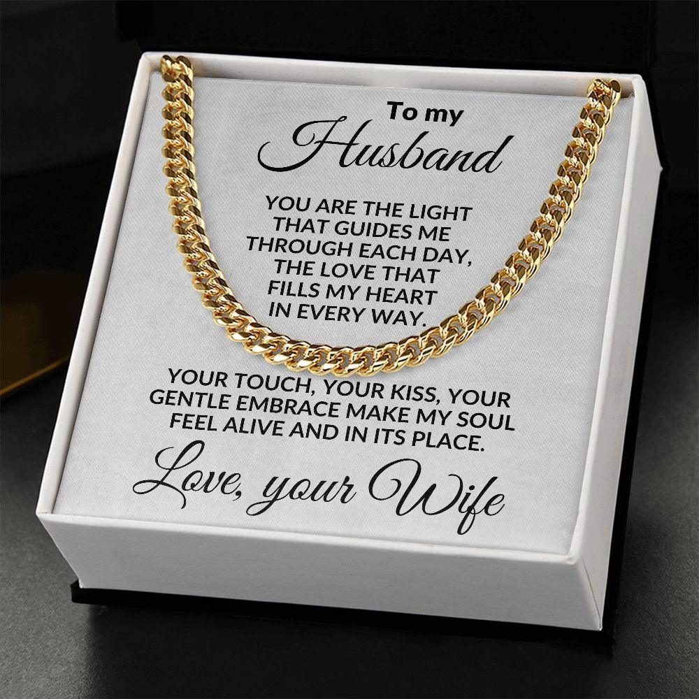 To My Husband - You are the Light - Cuban Chain Necklace with Message Card and Gift Box