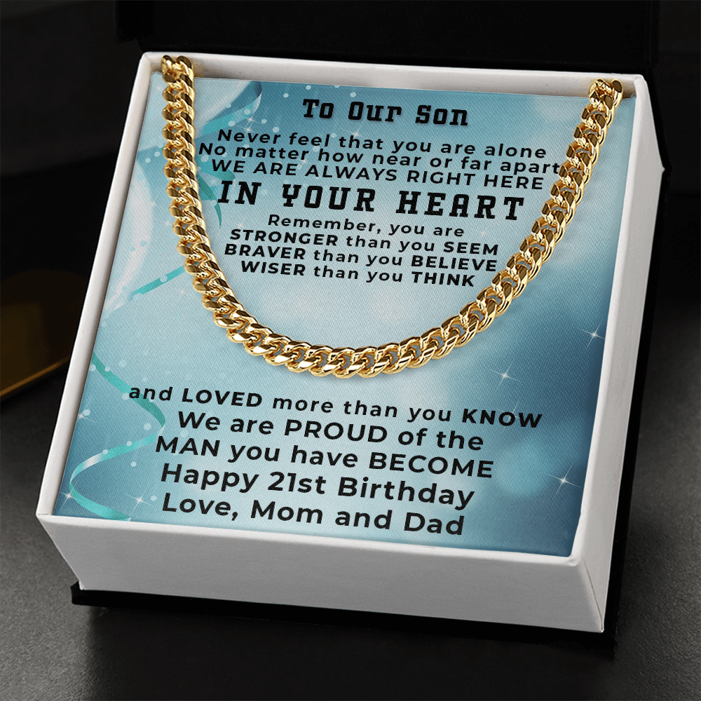 Son 21st Birthday Gift Cuban Link Chain Necklace - Mallard Moon Gift Shop