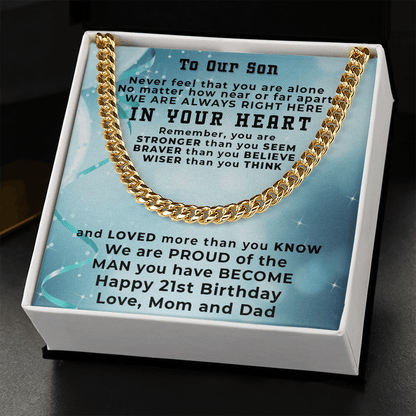 Son 21st Birthday Gift Cuban Link Chain Necklace - Mallard Moon Gift Shop