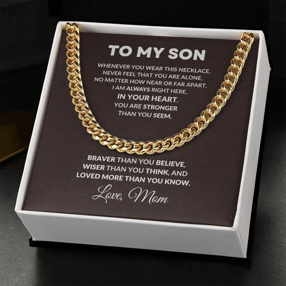 To My Son You I Am Always In Your Heart Love Mom Cuban Link Necklace