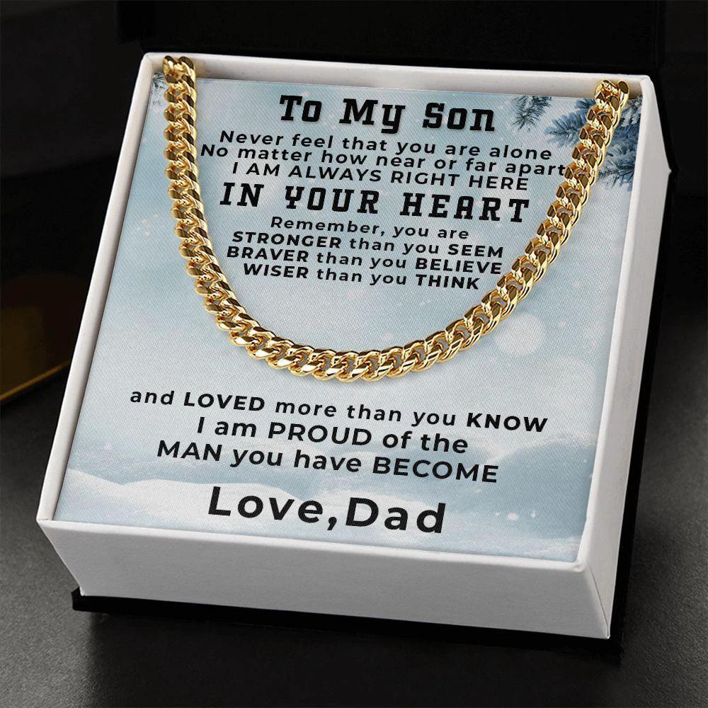 Gift for Adult Son from Dad Thick Chain Link Necklace Custom Message Card Gift Box