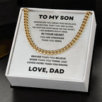 To My Son Cuban Chain Link Necklace Right Here In Your Heart