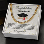 Personalized Graduation Gift for Son, Grandson, Nephew or Brother Cuban Link Necklace