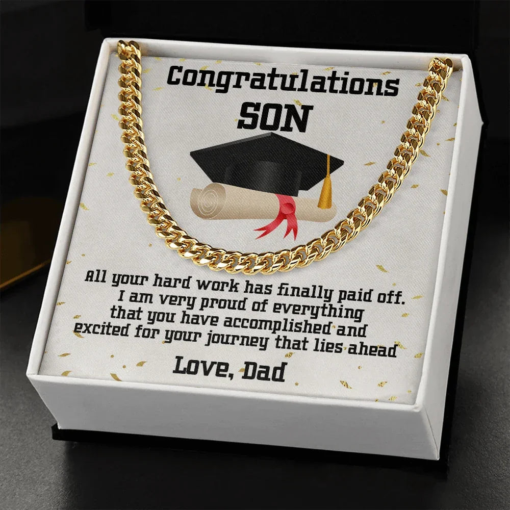 Son Graduation Gift from Dad Cuban Link Chain Necklace