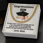 Son Graduation 2024 Congratulations Mom Cuban Link Chain Necklace