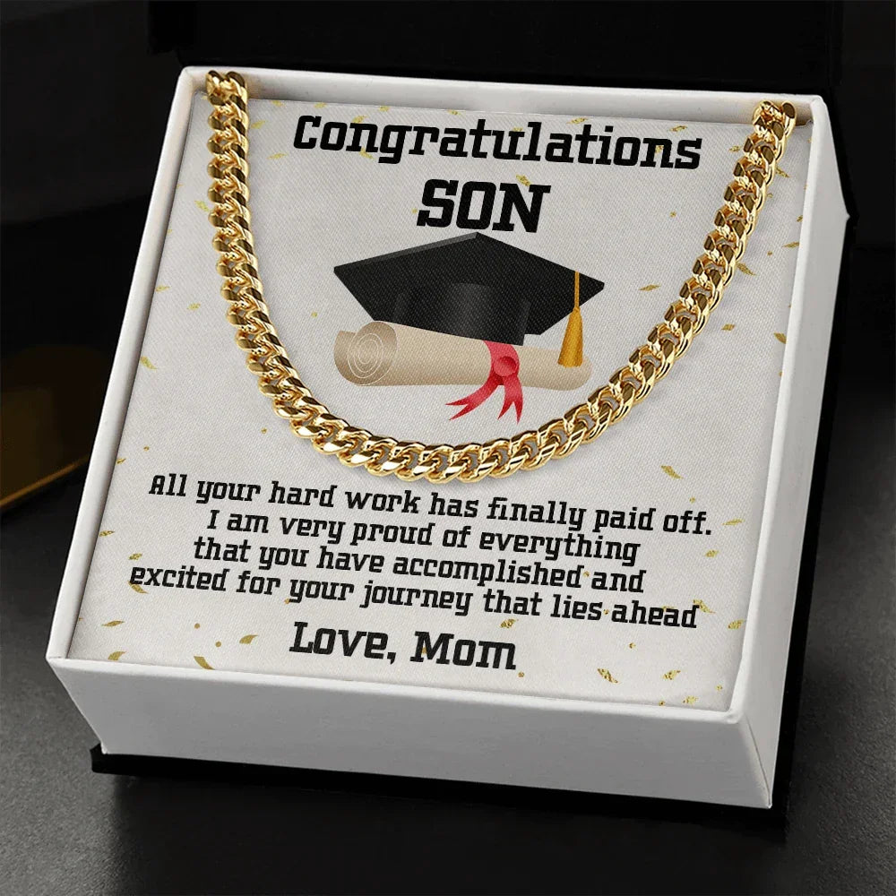 Son Graduation Gift Cuban Link Chain Necklace