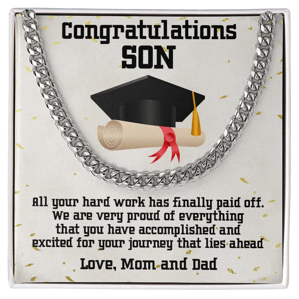 Son Graduation Congratulations from Mom and Dad Chain Link Necklace