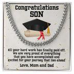 Son Graduation Congratulations from Mom and Dad Chain Link Necklace