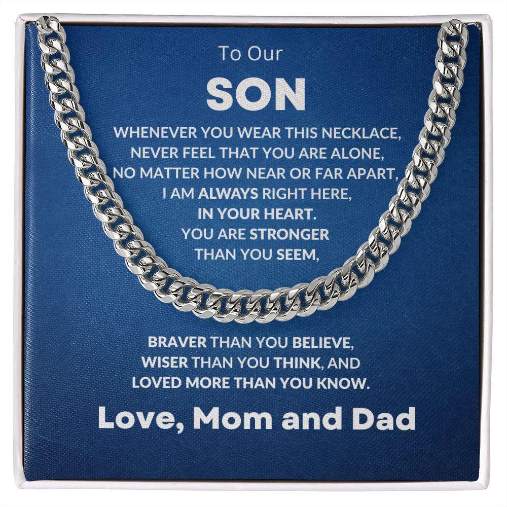 Gift for Son From Mom and Dad Cuban Chain Link Necklace