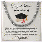 Personalized Graduation Gift for Son, Grandson, Nephew or Brother Cuban Link Necklace
