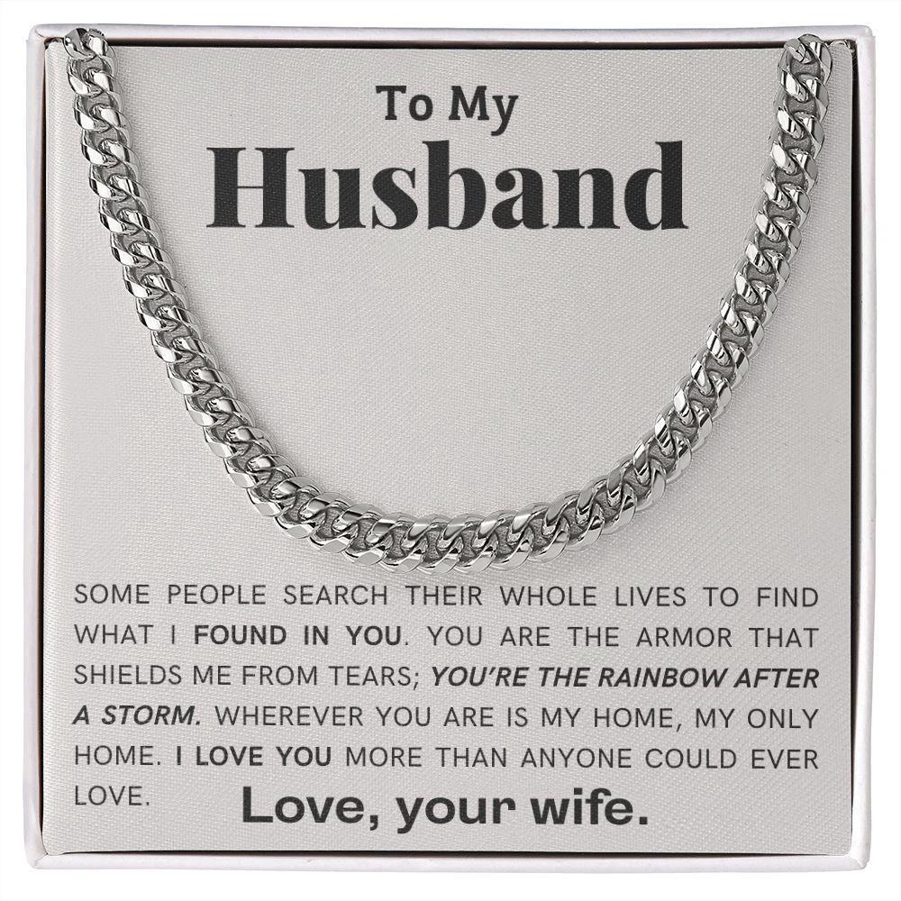 To My Husband - My Armor - Cuban Link Chain Necklace