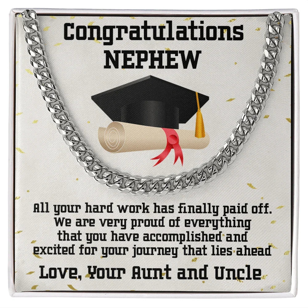 Nephew Graduation Congratulations Love Aunt and Uncle Cuban Chain Link Necklace