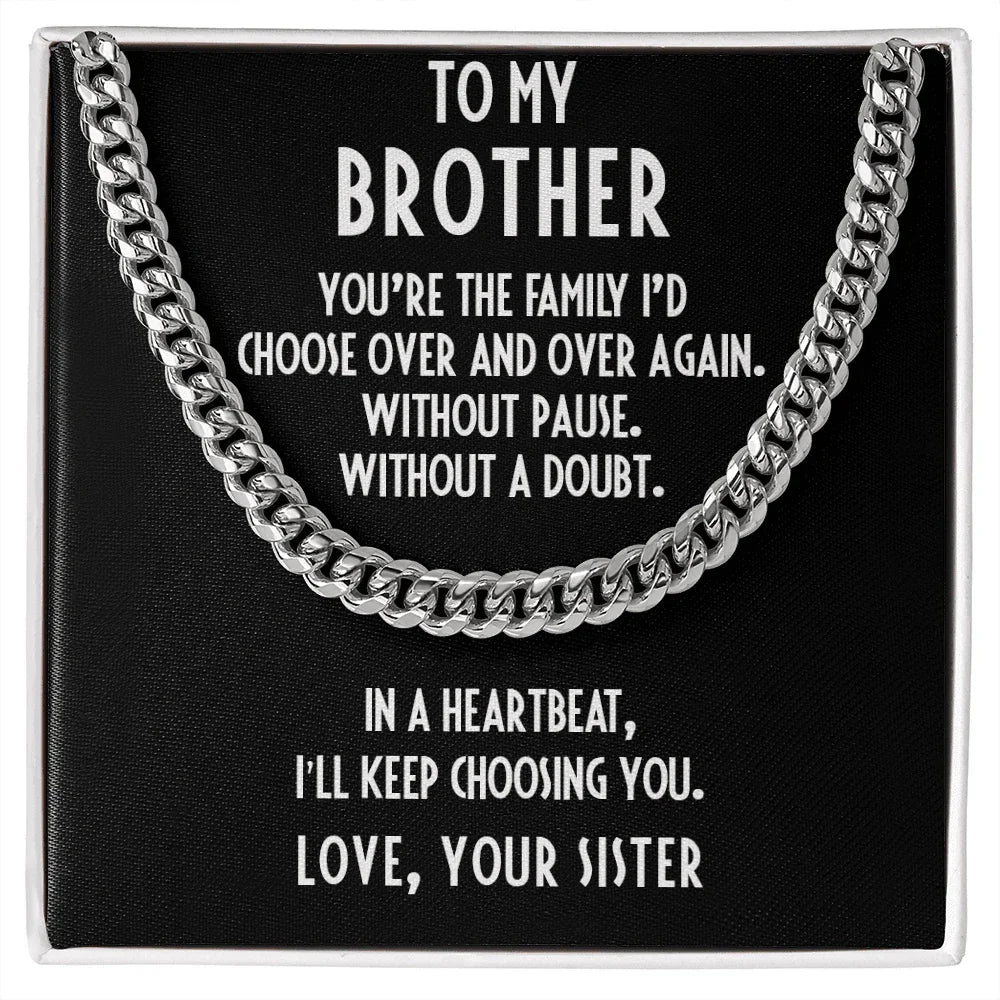 Brother Gift from Sister Adjustable Cuban Link Chain Necklace